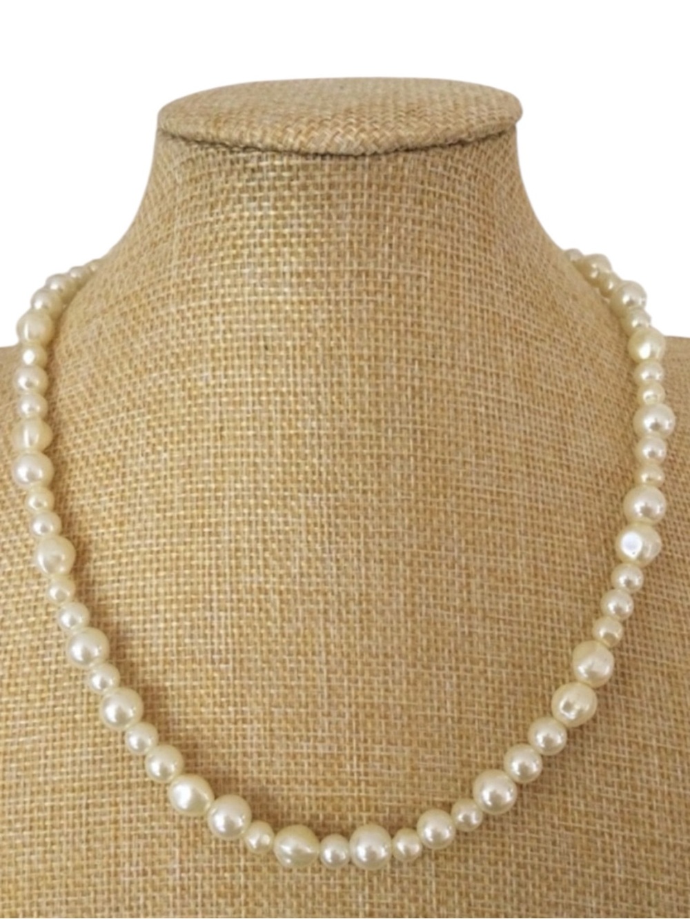 Vintage AVON SAC Silver-Tone Faux Baroque Pearl Necklace